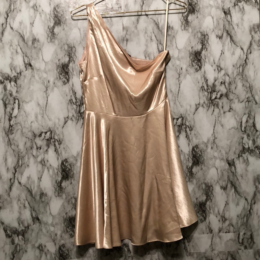 Beige one shoulder dress